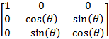 Матрица преобразования путём поворота вокруг оси X в общем виде