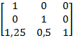 Ещё один пример числовых значений матрицы преобразования путём сдвига